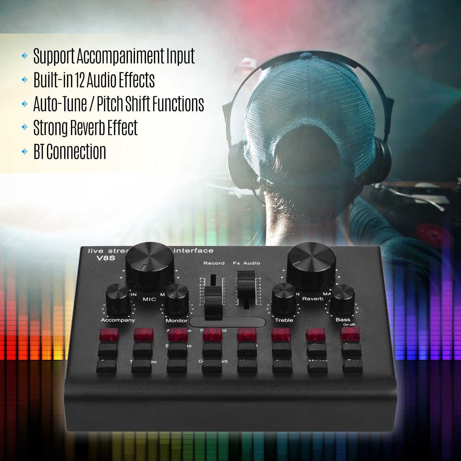 Multifunctional Live Streaming Sound Card USB Audio Interface Mixer Voice Device