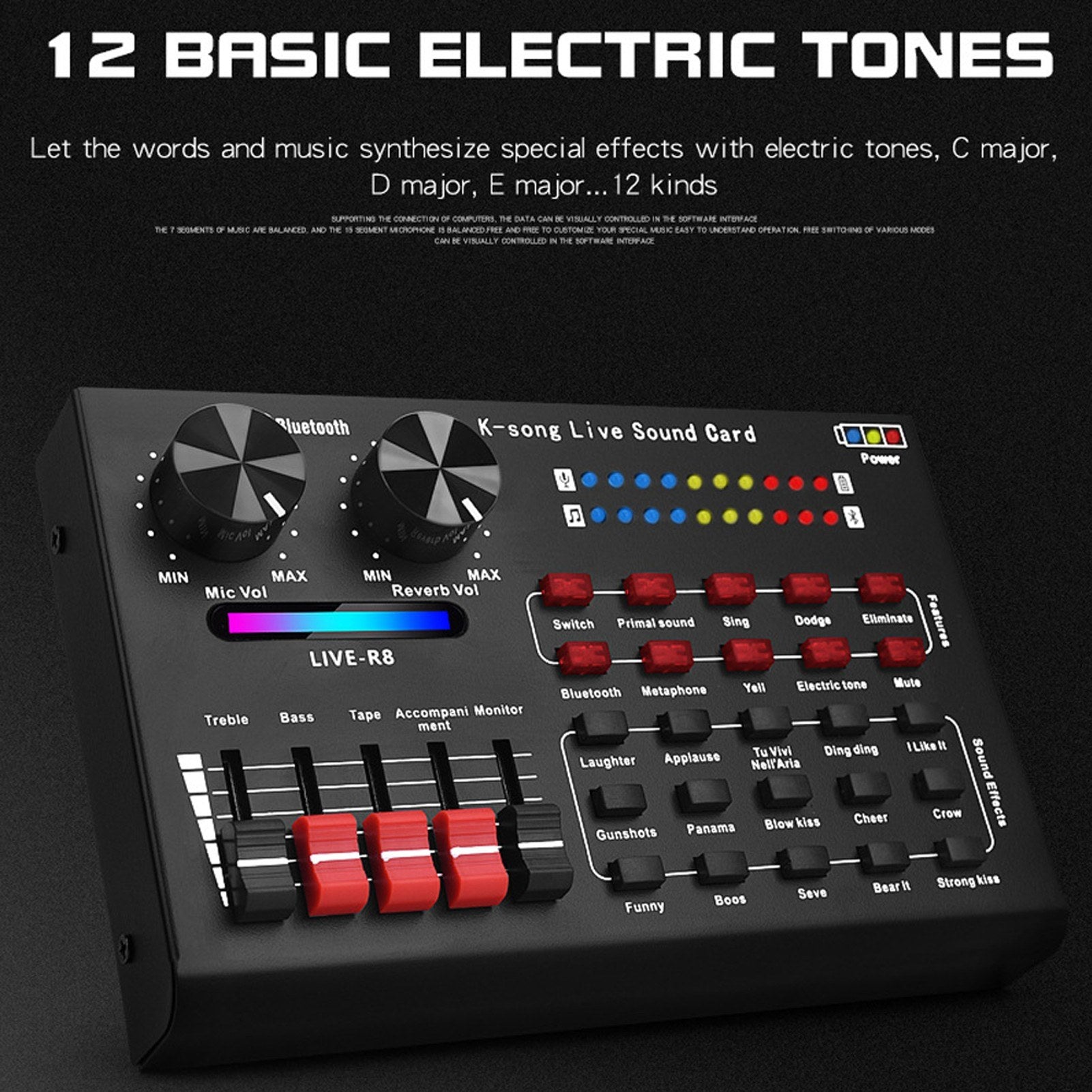 Voice Changer Sound Mixer Board For Live Card Multiple Effects Audio Singing Equipment