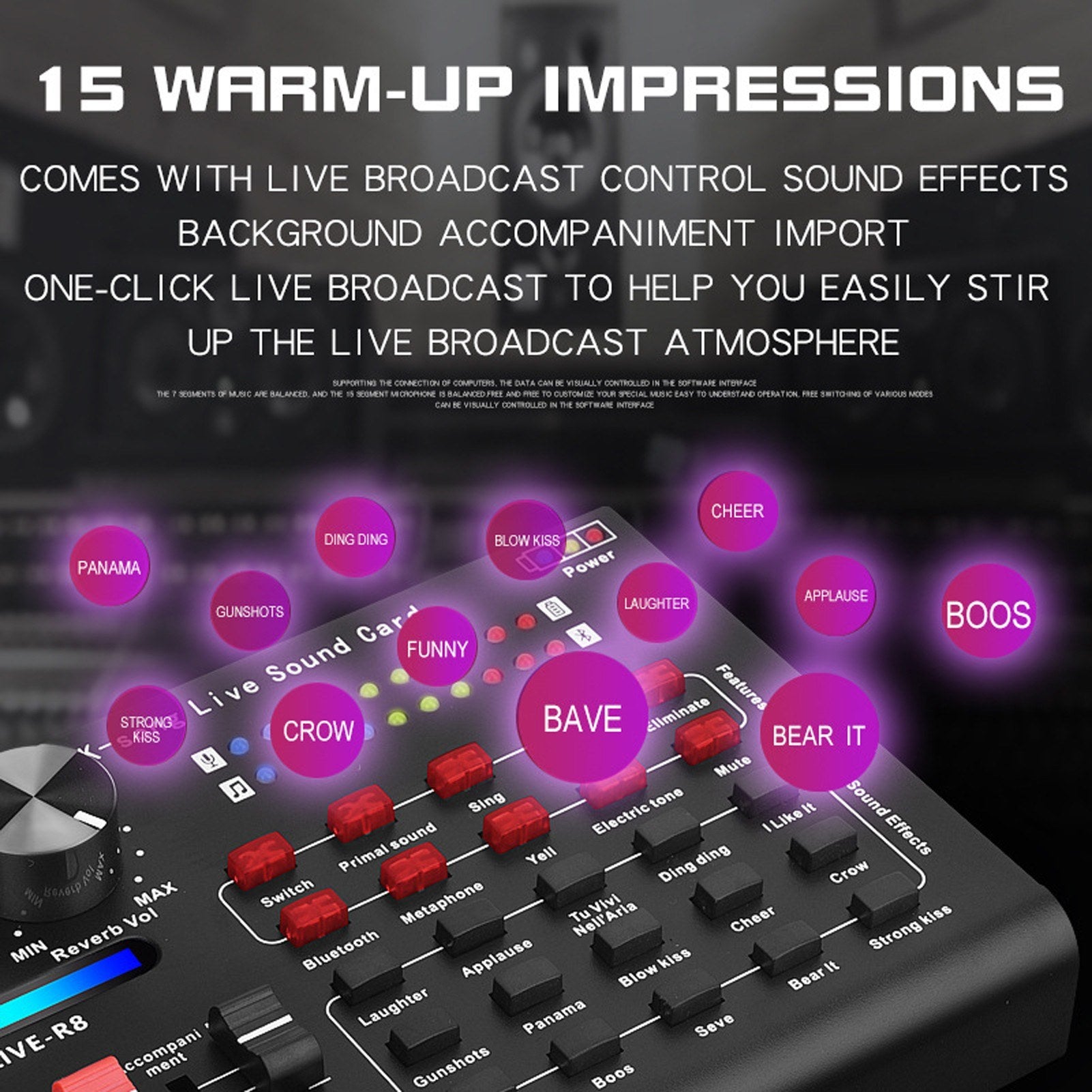 Voice Changer Sound Mixer Board For Live Card Multiple Effects Audio Singing Equipment