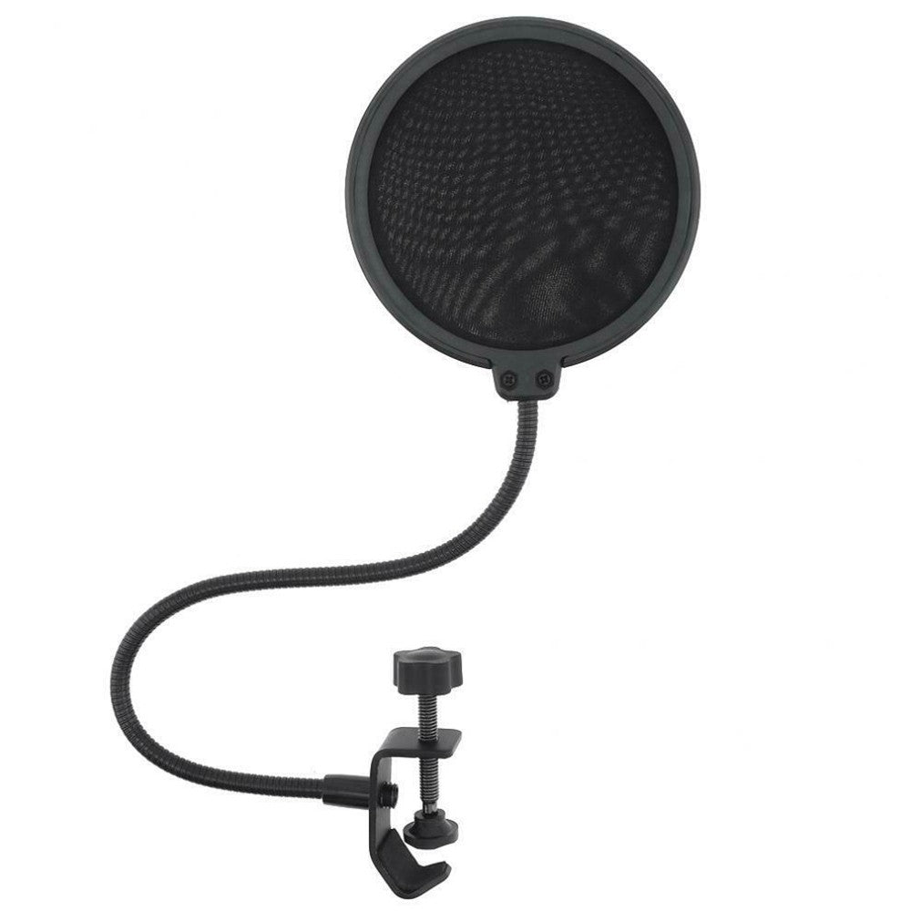 Double Layer Studio Microphone Wind Screen Shield Mesh Gooseneck Noise Filter