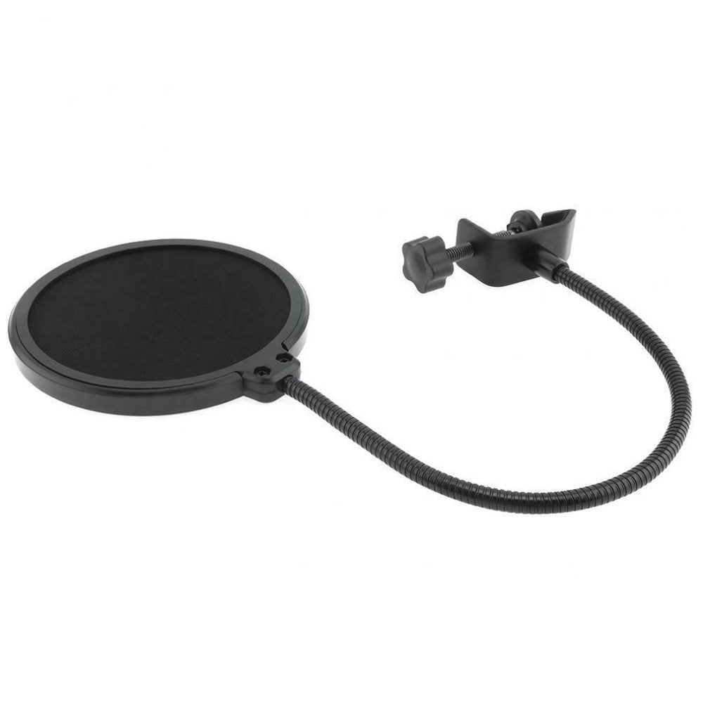 Double Layer Studio Microphone Wind Screen Shield Mesh Gooseneck Noise Filter