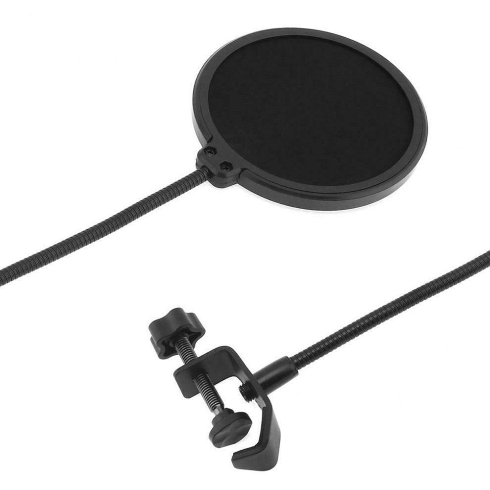 Double Layer Studio Microphone Wind Screen Shield Mesh Gooseneck Noise Filter