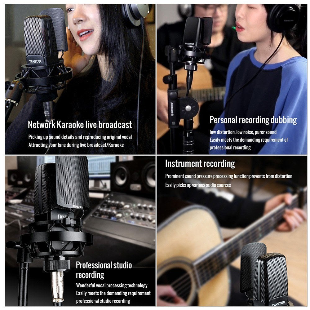 Recording Microphone 3 Pickup Patterns with Shock Mount and Windscreen