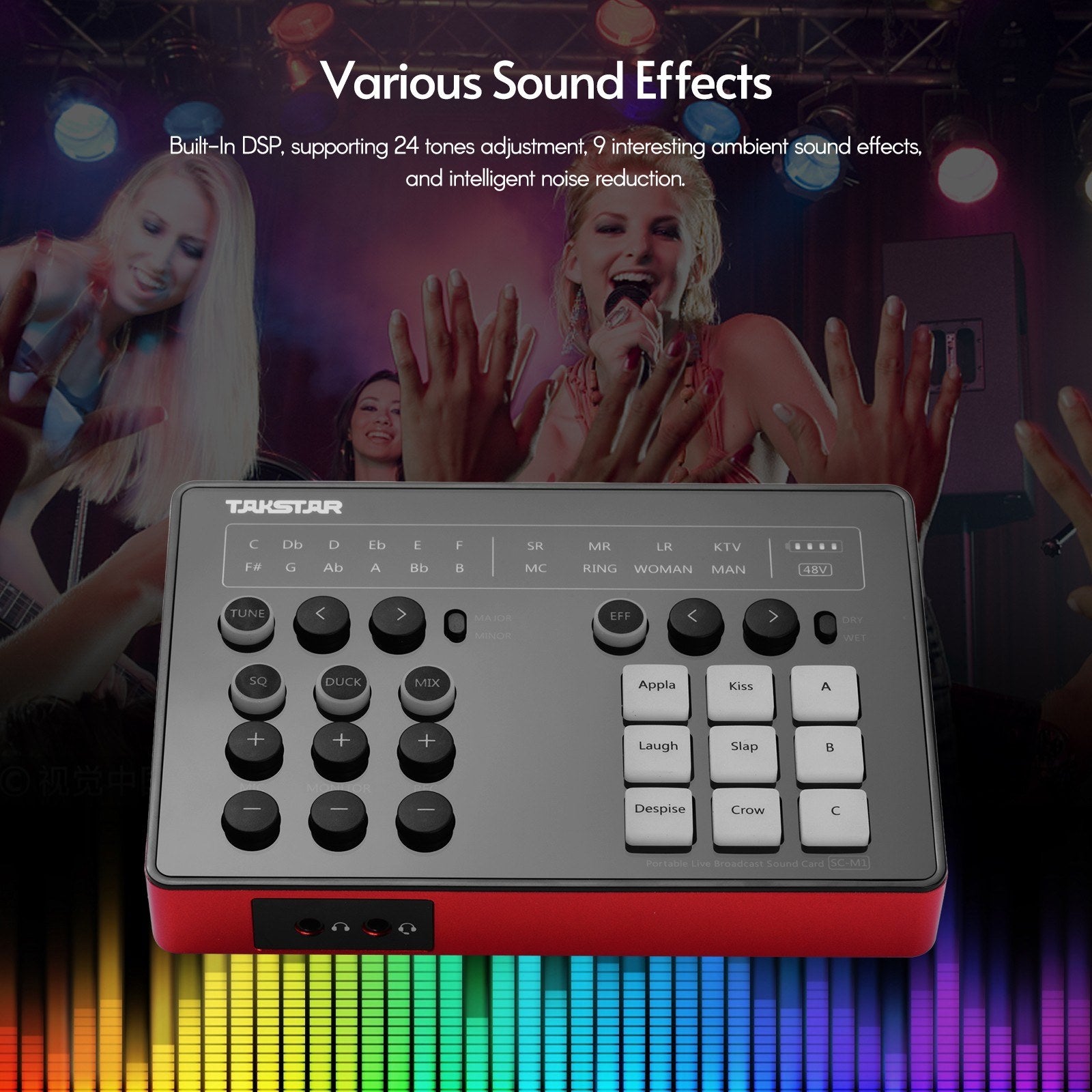 Portable Live Broadcast Sound Card with DSP