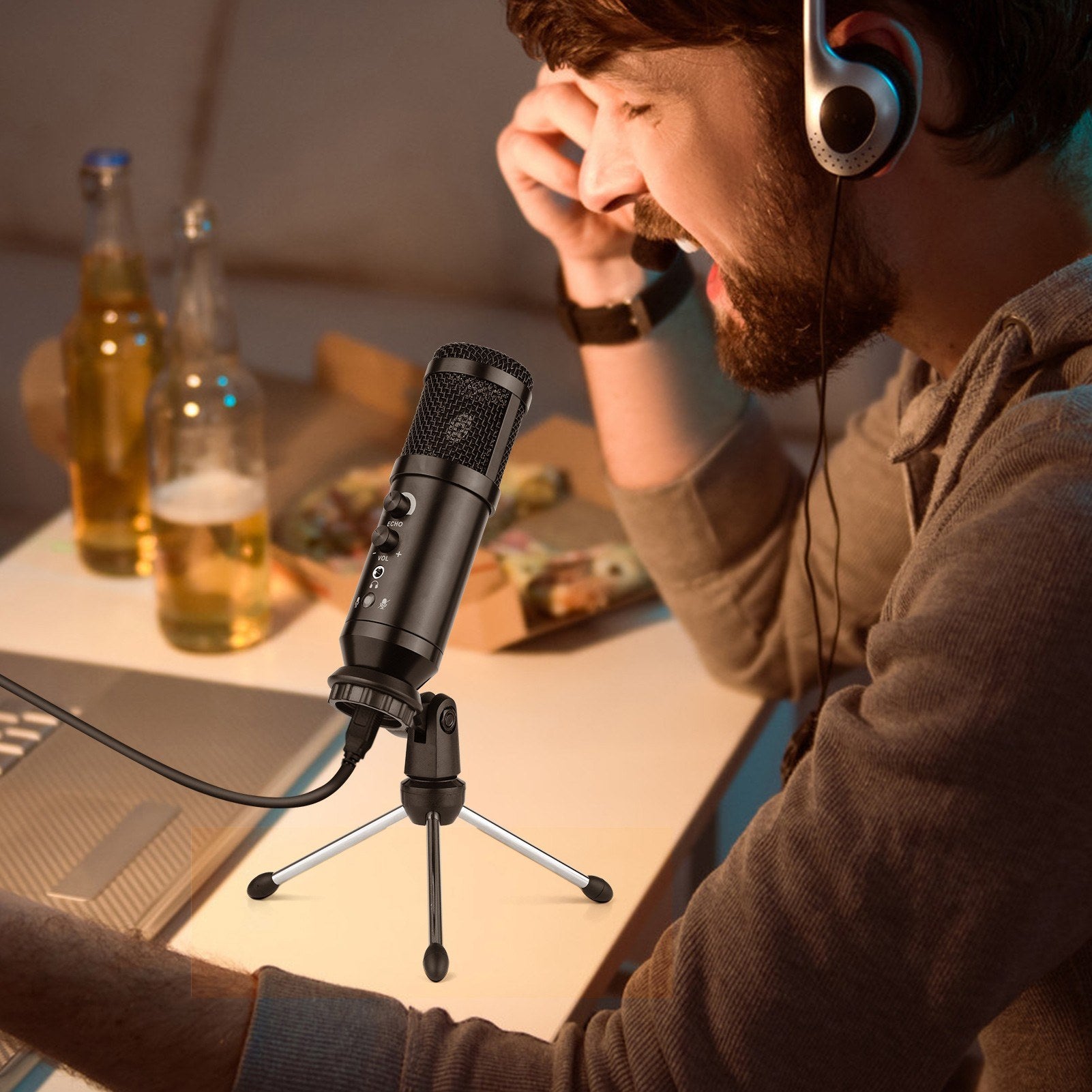 USB Condenser Microphone Wired Cardioid Pickup Pattern Mic