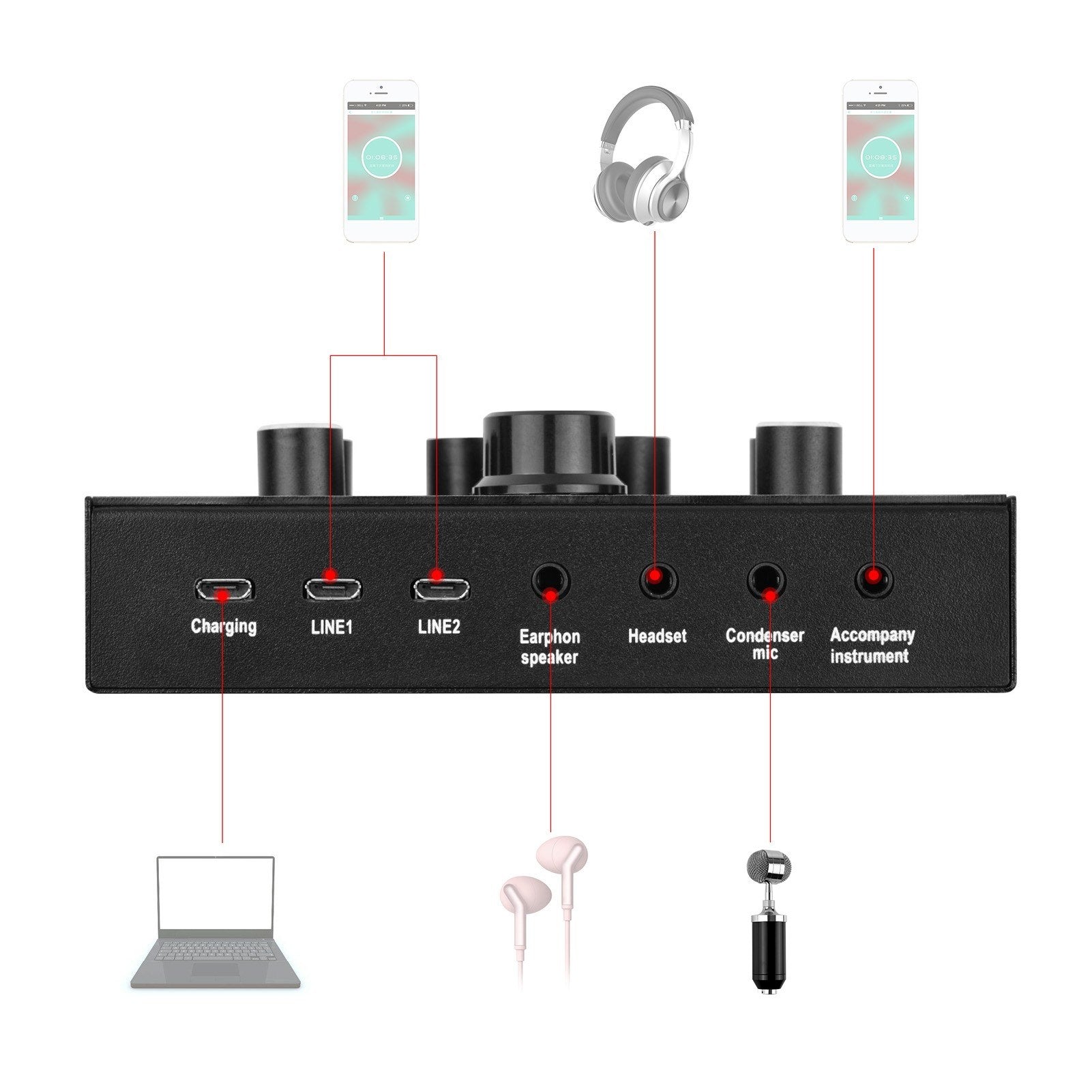 Live Sound Card + Professional Condenser Microphone Kit
