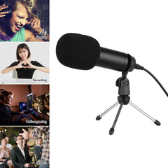 USB Condenser Microphone Set with Foldable Mic Tripod Power Cord Foam Wind Muff