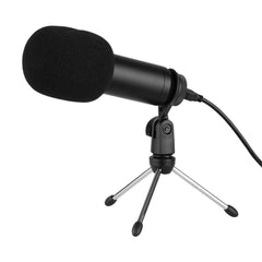 USB Condenser Microphone Set with Foldable Mic Tripod Power Cord Foam Wind Muff
