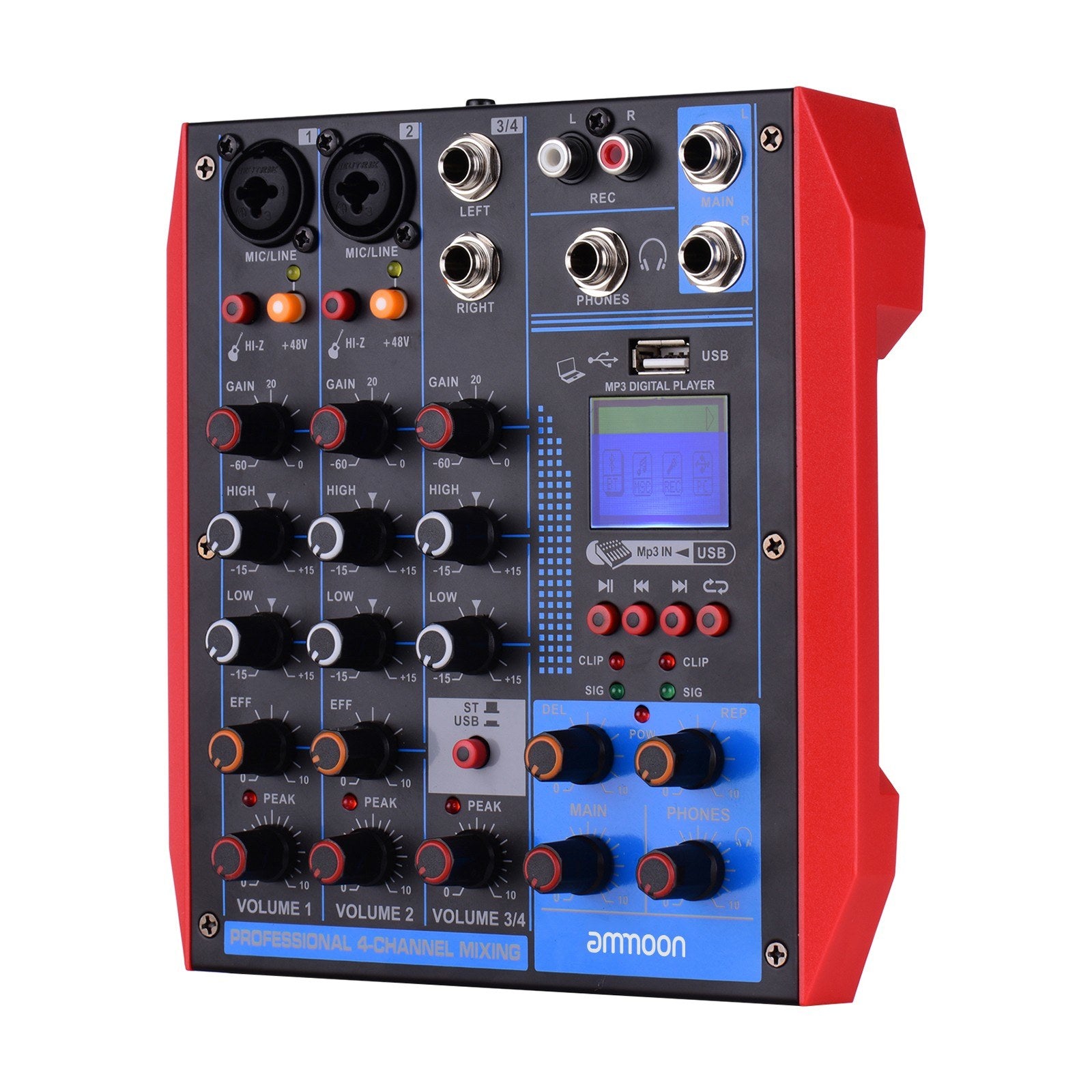 Portable 4-Channel Mixing Console Digital Audio Mixer