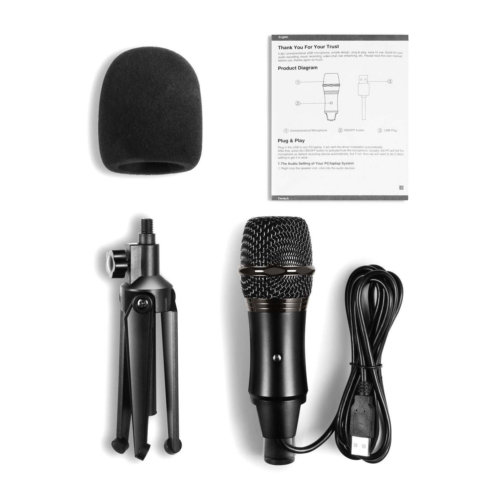 Wired USB Microphone for Computer Laptop Condenser Mic