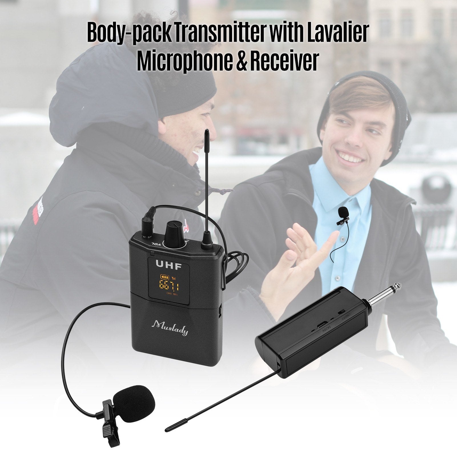UHF Wireless Lavalier Microphone System 1 TX and 1 RX