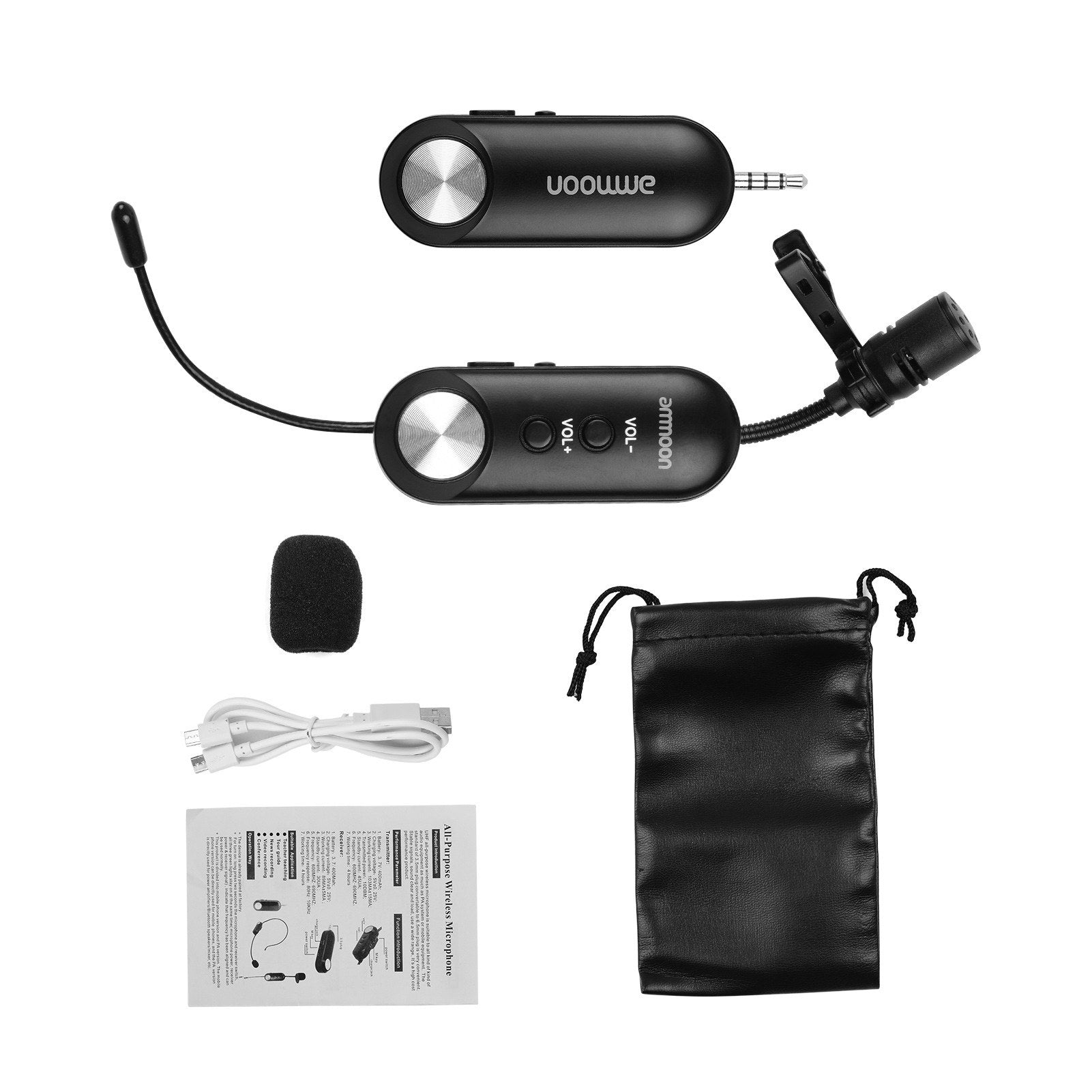 UHF Multi-Purpose Wireless Microphone Lavalier Lapel Condenser Transmitter Receiver
