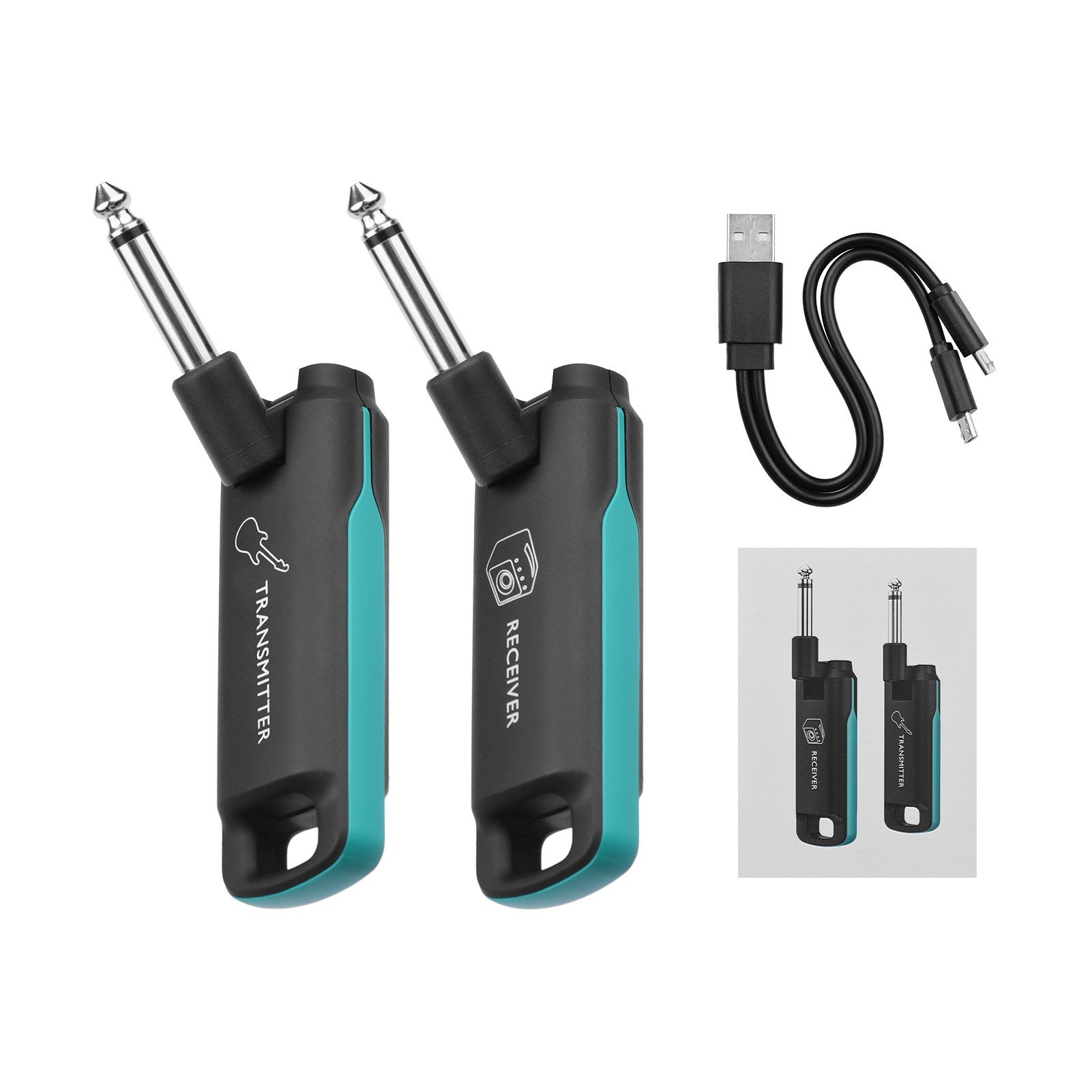 UHF Guitar Transmitter Receiver Set Mini Digital Wireless System Multifunctional for Electric Bass