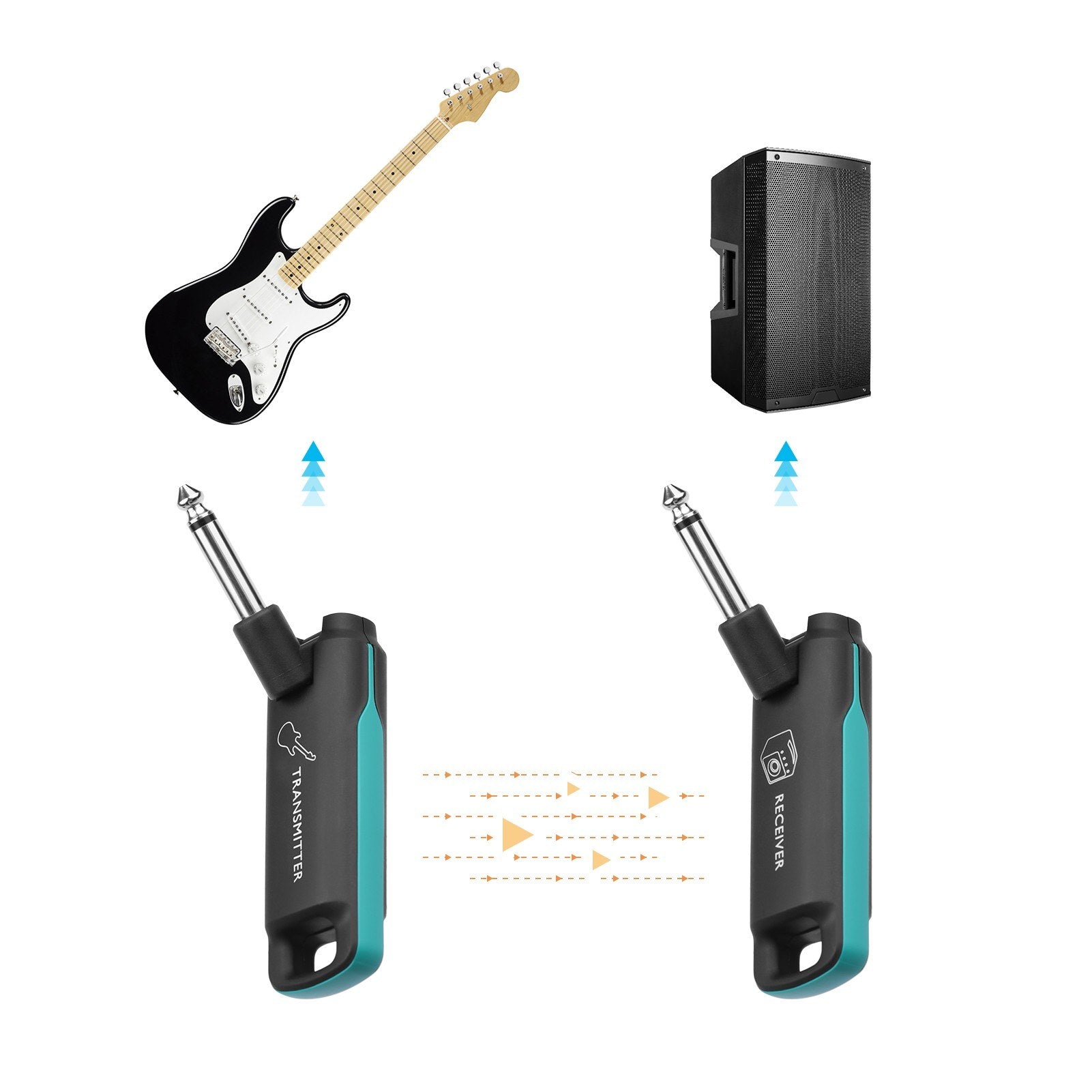 UHF Guitar Transmitter Receiver Set Mini Digital Wireless System Multifunctional for Electric Bass