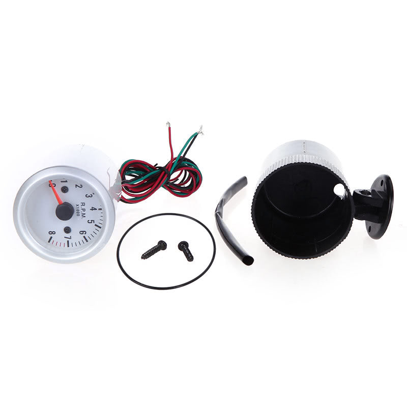 Tachometer Tach Gauge with Holder Cup for Auto Car 2" 52mm 0~8000RPM Blue LED Light