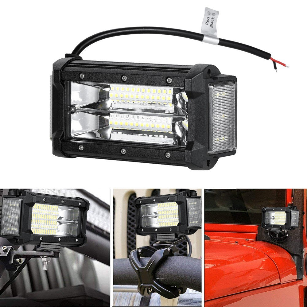 40W 5" LED Pods Lights Side Shooter Combo Beam Driving Fog Work Light