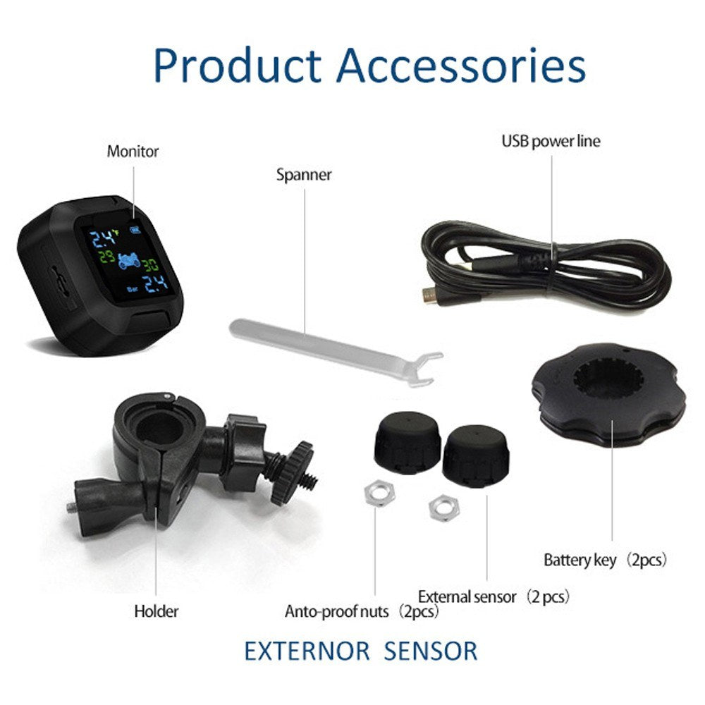 Moto Waterproof Cordless TPMS Motorcycle Tire Pressure Monitoring System
