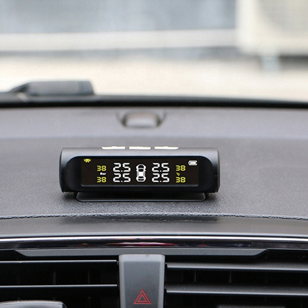 Car TPMS Tire Pressure Digital Solar Energy Monitoring System with 4 External Sensors