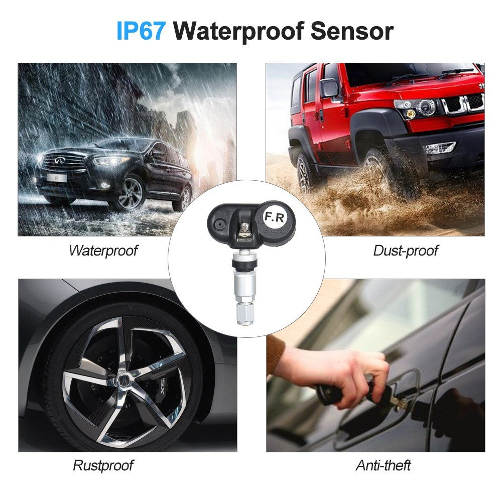 Car TPMS Tire Pressure Digital Solar Energy Monitoring System with 4 External Sensors