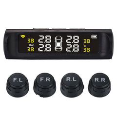 Car TPMS Tire Pressure Digital Solar Energy Monitoring System with 4 External Sensors
