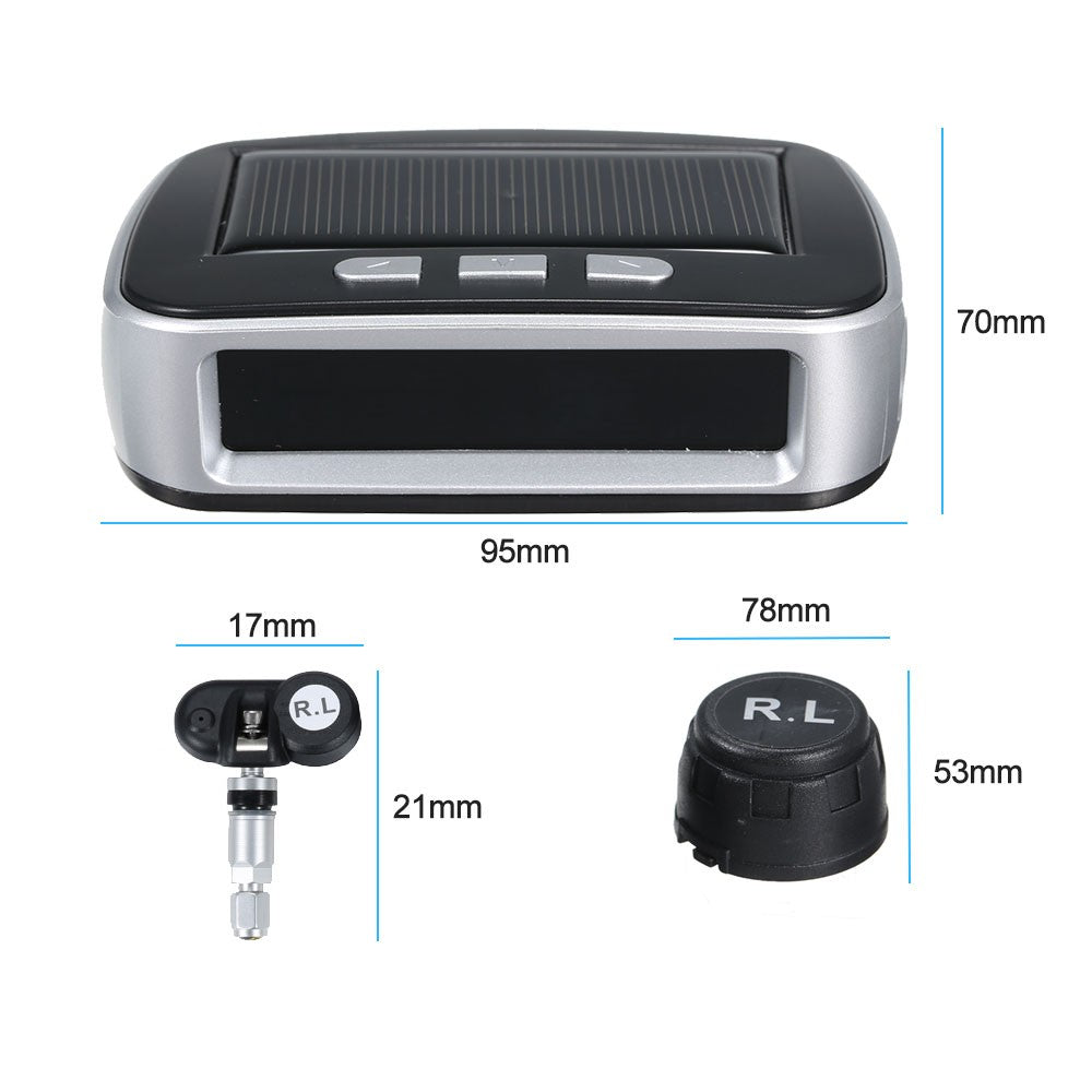 Car TPMS Tire Pressure Digital Solar Energy Monitoring System Auto Security with 4 Internal Sensors