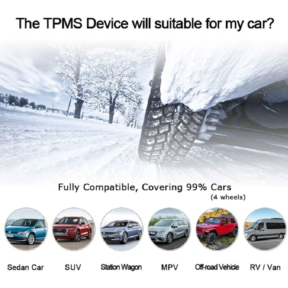Car TPMS Tire Pressure Digital Solar Energy Monitoring System Auto Security with 4 Internal Sensors