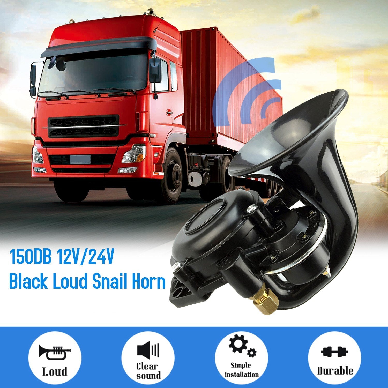 12V/24V 120DB Loud Single Trumpet Snail Air Horn Siren Waterproof Speaker Universal
