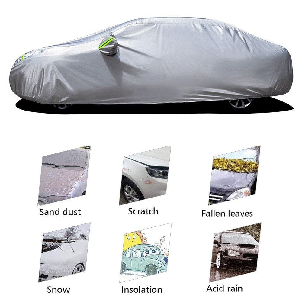 Car Full Sedan Covers with Reflective Strip Sunscreen Protection Dustproof UV Scratch-Resistant Universal