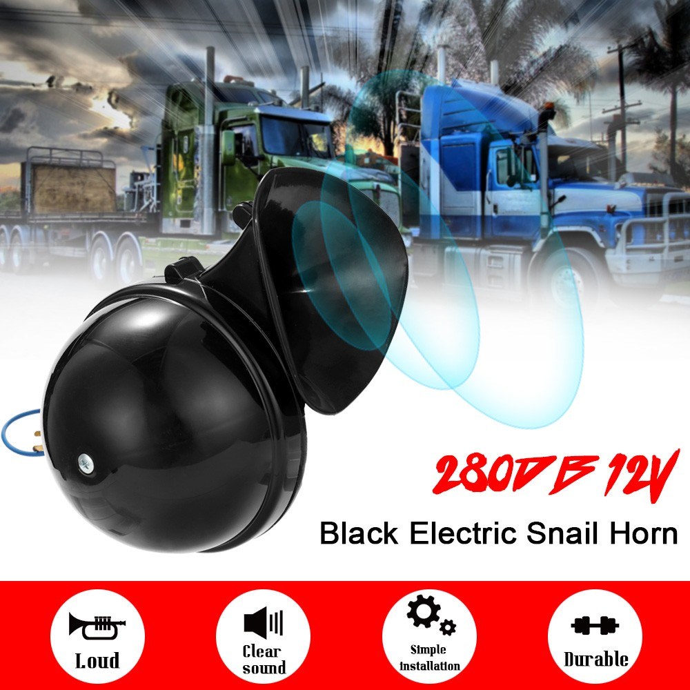 Loud 12V Black Electric Snail Horn Air Raging Sound For Car Motorcycle Truck Boat
