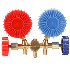 3 Way Refrigerant Gauge AC Diagnostic Manifold Freon Set for R134A R12 R22 R502 Refrigerants with Couplers and Acme Adapter