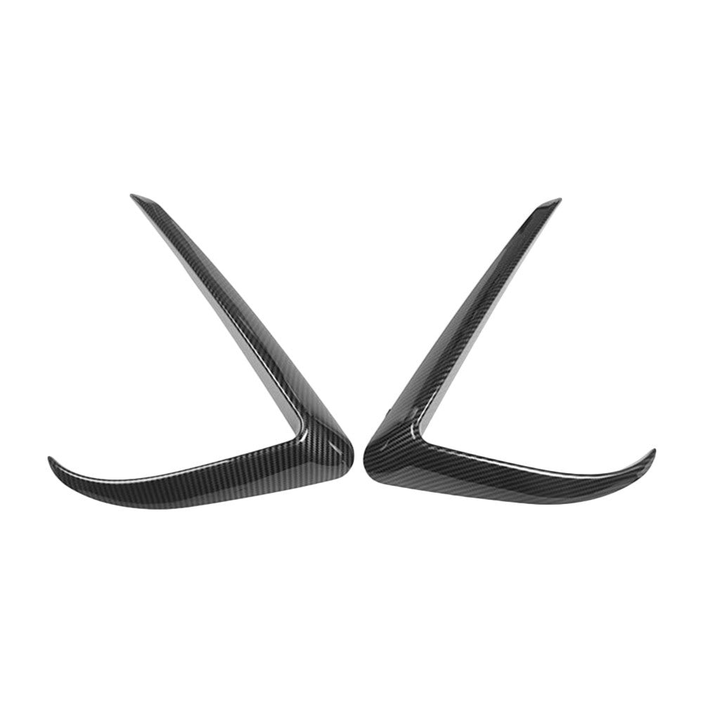 2Pcs Carbon Fiber Front Foglight Eyebrow Eyelids Cover Trim Fit For Tesla Model 3