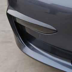 2Pcs Carbon Fiber Front Foglight Eyebrow Eyelids Cover Trim Fit For Tesla Model 3