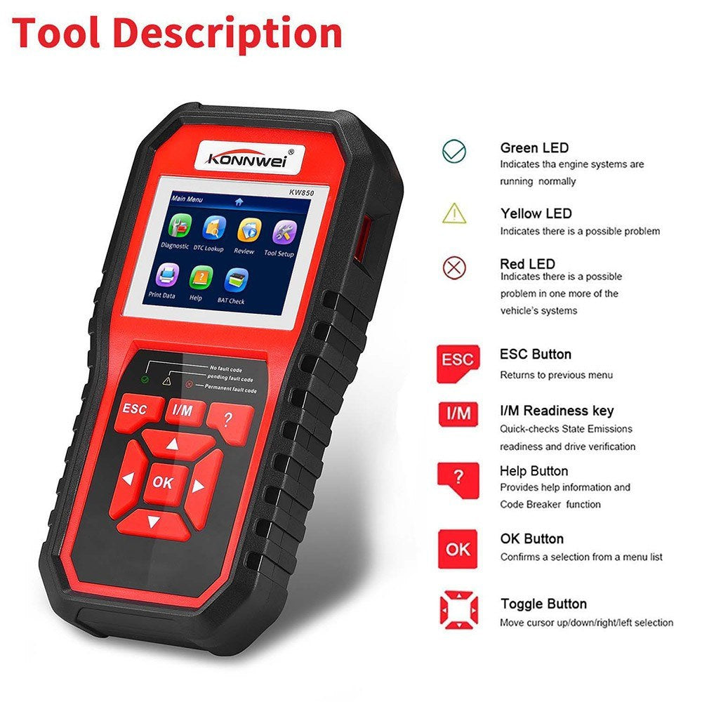 OBDII Scanner Code Reader Professional Anto Car Diagnostic Check Engine Light Scan Tool for All Cars