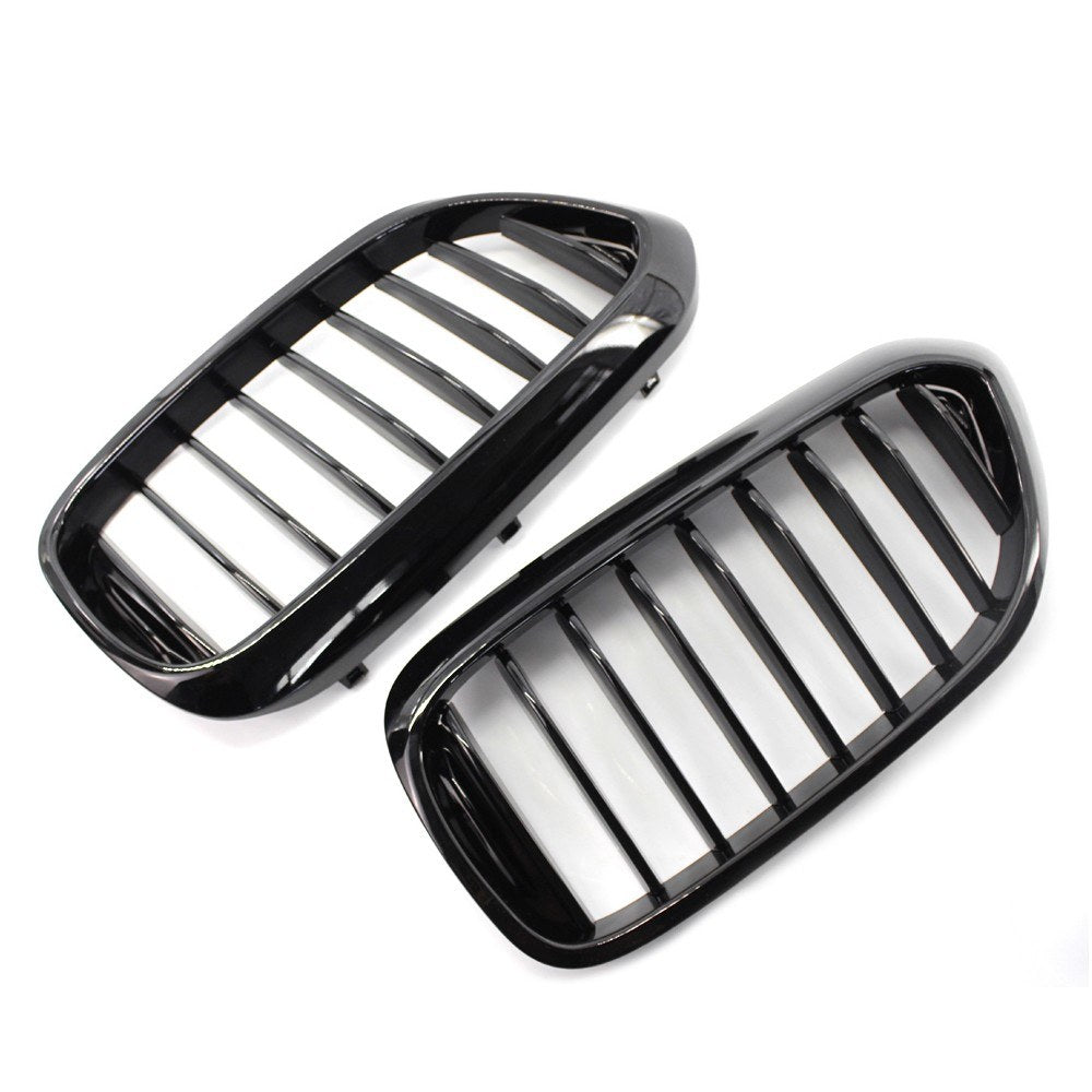 2Pcs Bright Black Front Kidney Grille for BMW 540i 530e G30 G31 2017-2019 51138070469 Single line