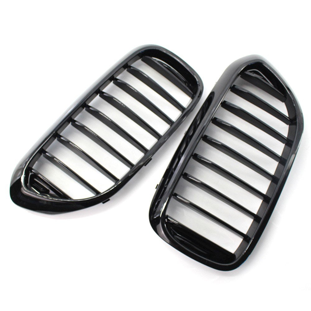 2Pcs Bright Black Front Kidney Grille for BMW 540i 530e G30 G31 2017-2019 51138070469 Single line