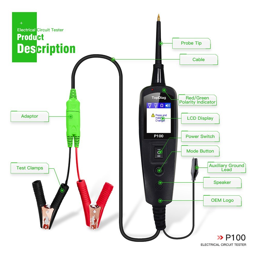 Automotive Electrical Circuit System Tester for Cars and Trucks 0V - 70V