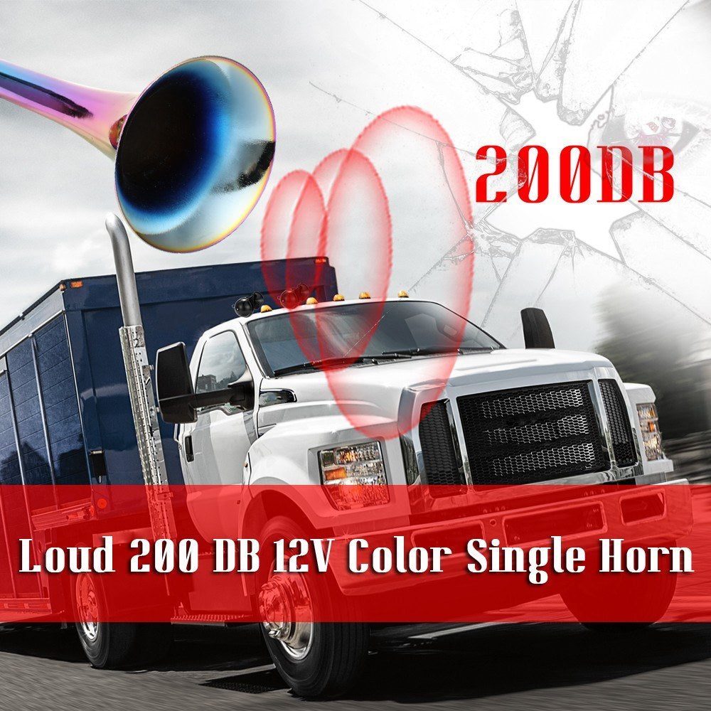 Single Trumpet Car Horns Chrome Truck Train 12V 200dB