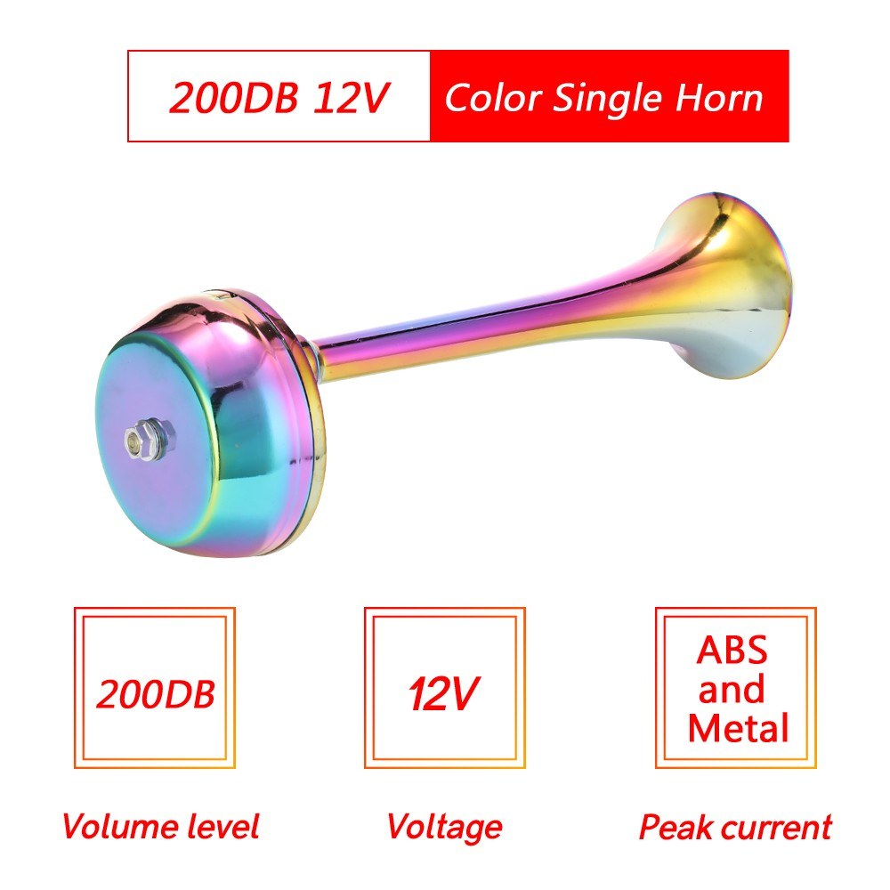 Single Trumpet Car Horns Chrome Truck Train 12V 200dB
