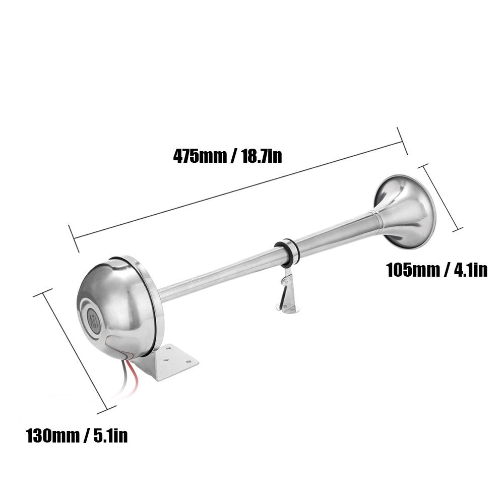 180dB Boat Trumpet 12V/24V Electric Single Air Horn Marine Stainless Steel For Yacht Car Truck