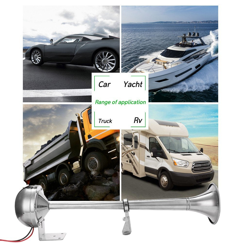 180dB Boat Trumpet 12V/24V Electric Single Air Horn Marine Stainless Steel For Yacht Car Truck