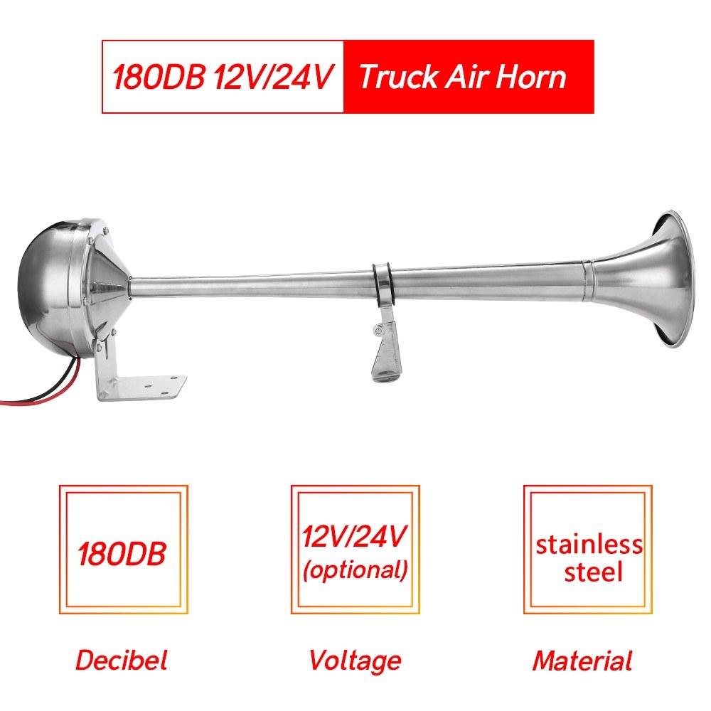 180dB Boat Trumpet 12V/24V Electric Single Air Horn Marine Stainless Steel For Yacht Car Truck