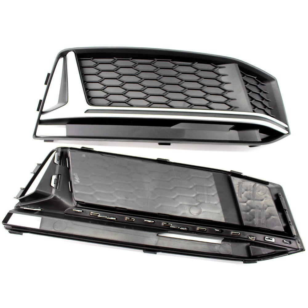 A Pair of Chrome Fog Light Cover Grille Silver Trim Grill Bezel Fit For AUDI A4 S4 S-Line B9 2016-19