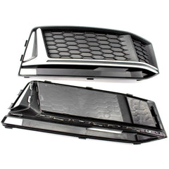 A Pair of Chrome Fog Light Cover Grille Silver Trim Grill Bezel Fit For AUDI A4 S4 S-Line B9 2016-19