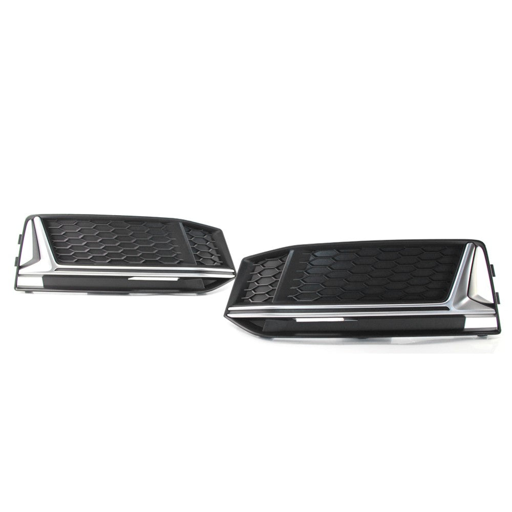 A Pair of Chrome Fog Light Cover Grille Silver Trim Grill Bezel Fit For AUDI A4 S4 S-Line B9 2016-19