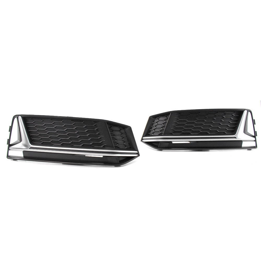 A Pair of Chrome Fog Light Cover Grille Silver Trim Grill Bezel Fit For AUDI A4 S4 S-Line B9 2016-19