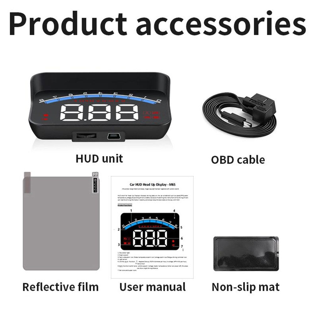 3.5" HUD Display ODB II GPS Speedometer Tachometer Water Temperature LED Head Up Projector