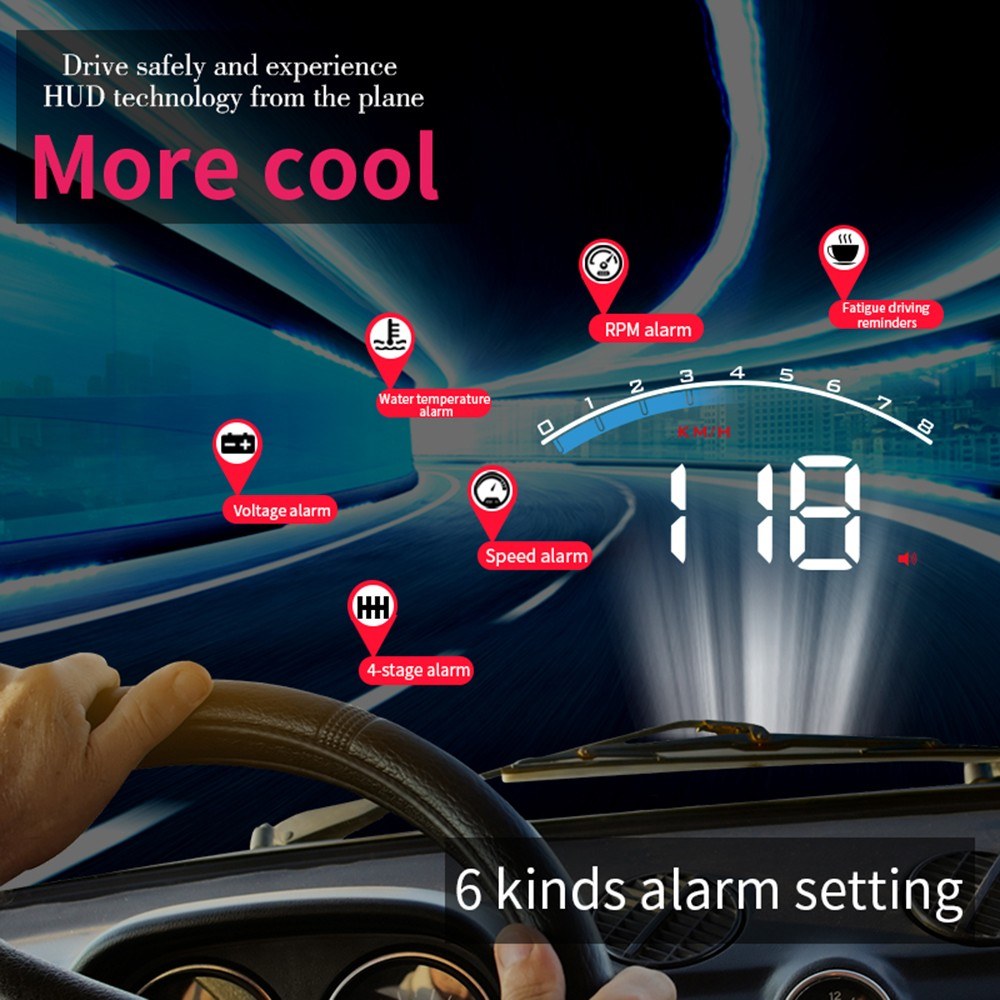 3.5" HUD Display ODB II GPS Speedometer Tachometer Water Temperature LED Head Up Projector