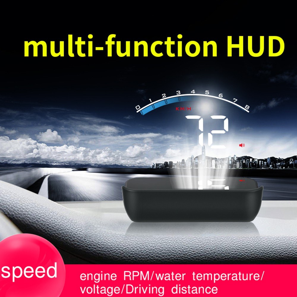 3.5" HUD Display ODB II GPS Speedometer Tachometer Water Temperature LED Head Up Projector
