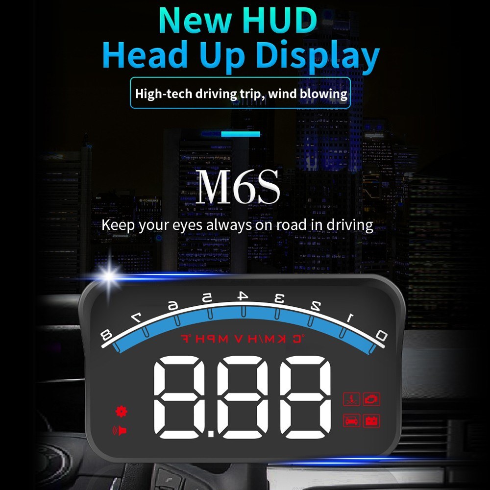 3.5" HUD Display ODB II GPS Speedometer Tachometer Water Temperature LED Head Up Projector