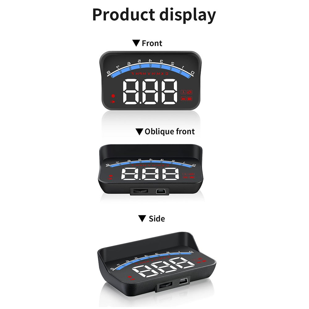 3.5" HUD Display ODB II GPS Speedometer Tachometer Water Temperature LED Head Up Projector